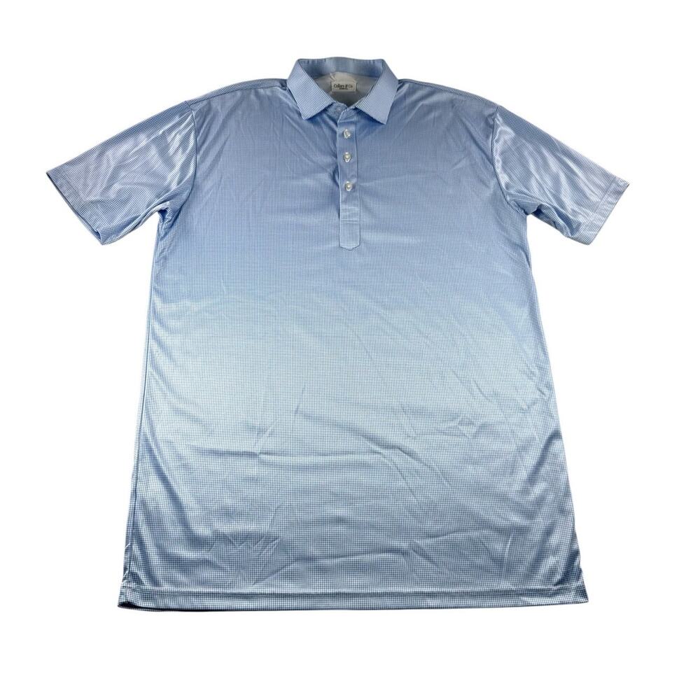 Collars & Co Dress Collar Polo Mens XL Tall XLT Blue White Short Sleeve Shirt
